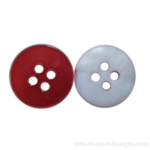 River shell button with coating